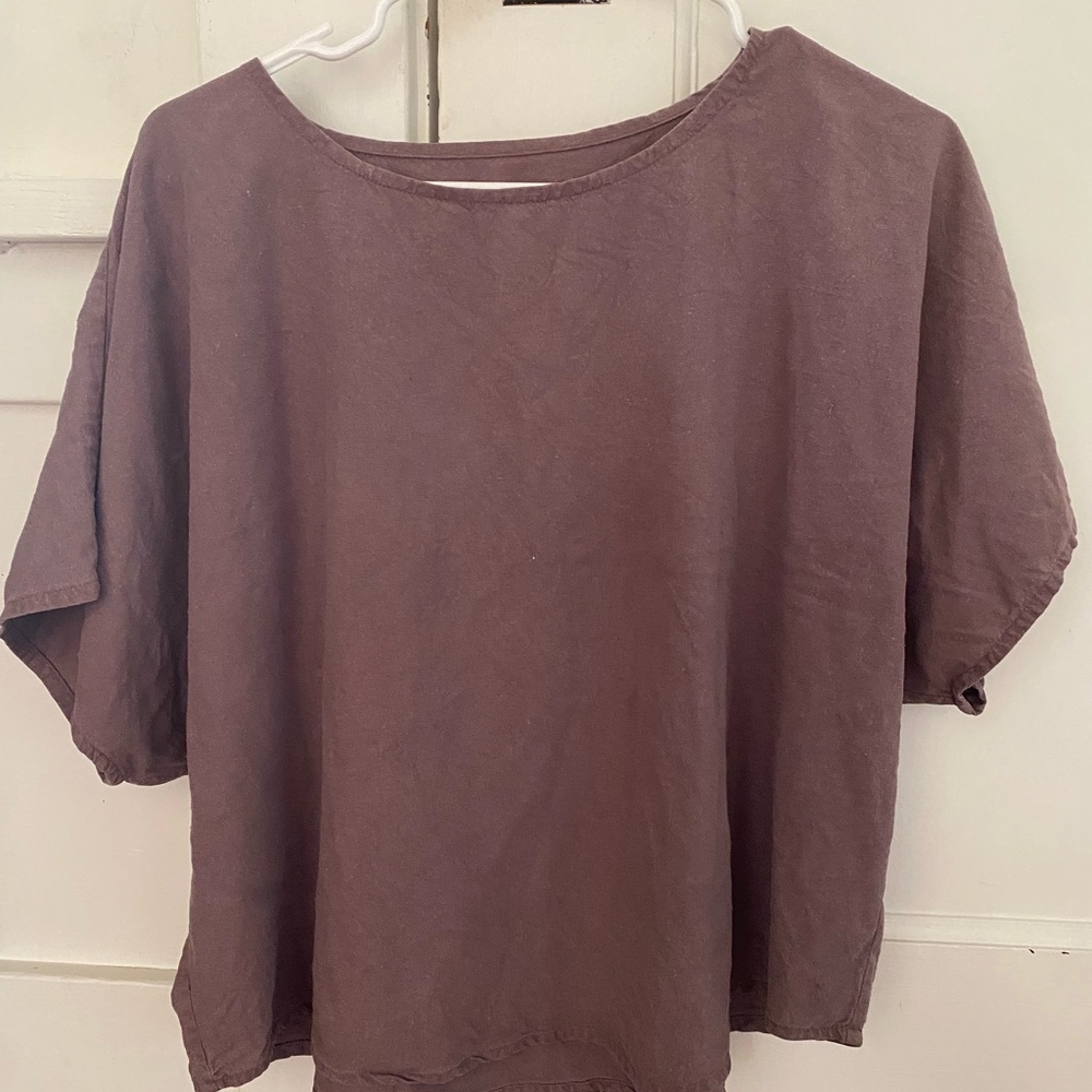 Elegant Violet/Mauve Silk Short Sleeve Women's Top
